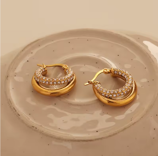 Double-layer Zircon Earrings