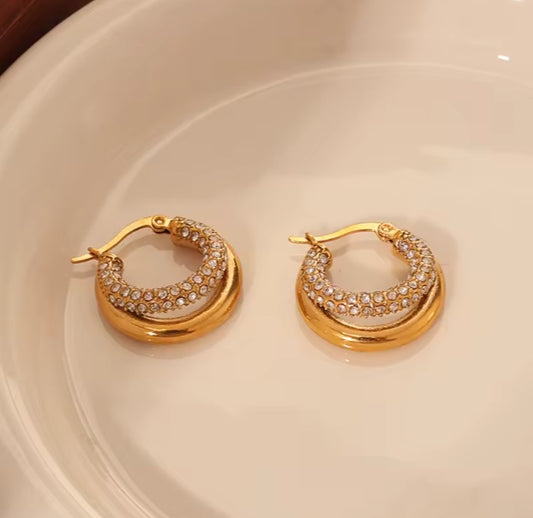 Double-layer Zircon Earrings