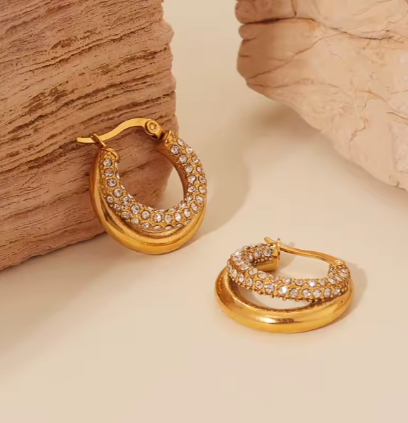 Double-layer Zircon Earrings